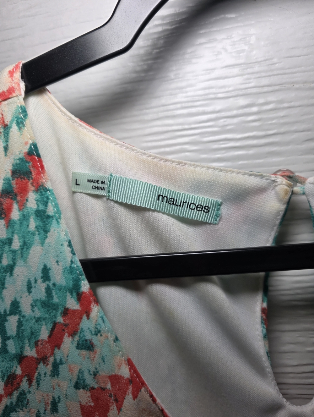 Maurices Sleeveless Chevron Mini Dress in Coral, Teal & Cream - Picture 2 of 3